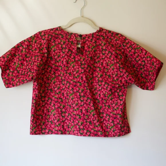 Handmade Cotton Raspberry Crop Top - Picture 2 of 5